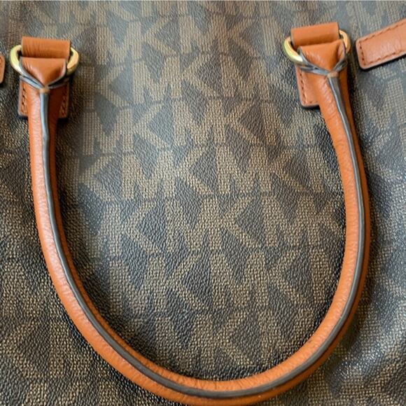 Michael Kors Brown Logo Print Large Hamilton Tote Satchel Handbag - Picture 12 of 14